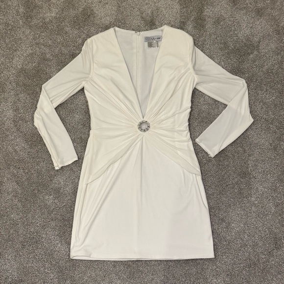 Ieena For MAC DUGGAL Ring Mini Bodycon Dress White Size 8 Worn Once - Picture 4 of 11